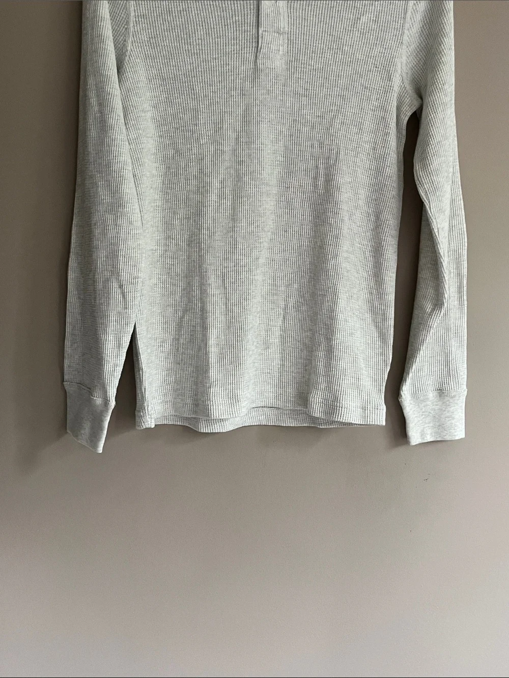 J Crew Light Grey Long-Sleeve Thermal Henley size medium